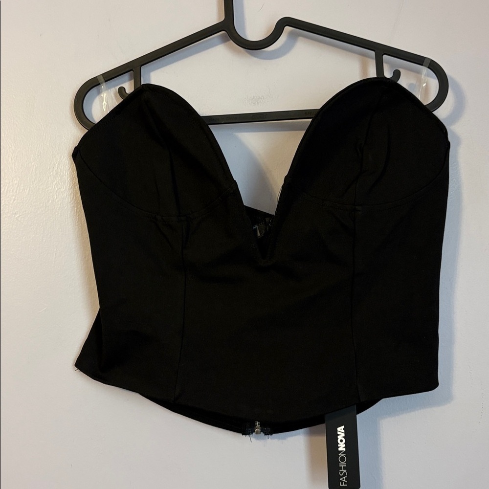 Fashion Nova Adriana Deep Plunge Corset Top Black size XL - Picture 2 of 13